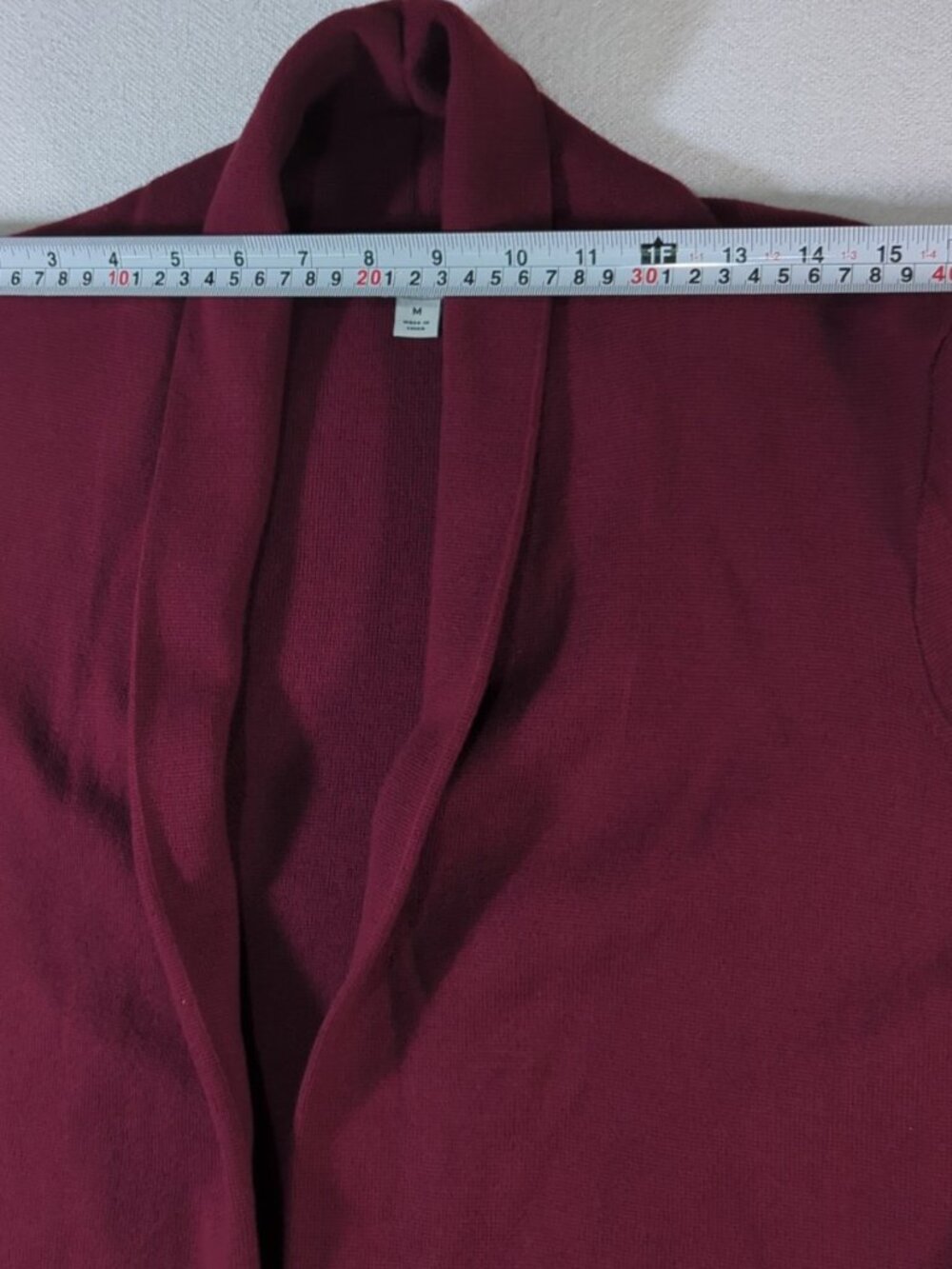 J.Crew Burgundy Wine Shawl Collar Open Front Knit Cardigan Sweater Pockets - Med - Picture 7 of 9